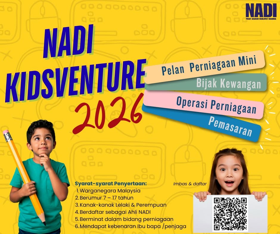 6 ๐
Jadual Aktiviti NADI Kidsventure โ Jun 2026 Untuk rujukan para peserta, berikut adalah jadual lengkap aktiviti NADI Kidsventure 2026 bagi bulan Jun. ๐ฏJika anak tuan/puan belum mendaftar Program NADI Kidsventure, klik pada pautan ini ๐ https://form.nadiusahawan.com/kv-reg